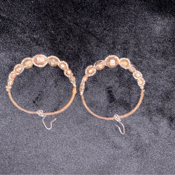 Chan luu Elegant silver nugget/rose nugget Beaded Hoop Earrings - Picture 1 of 3